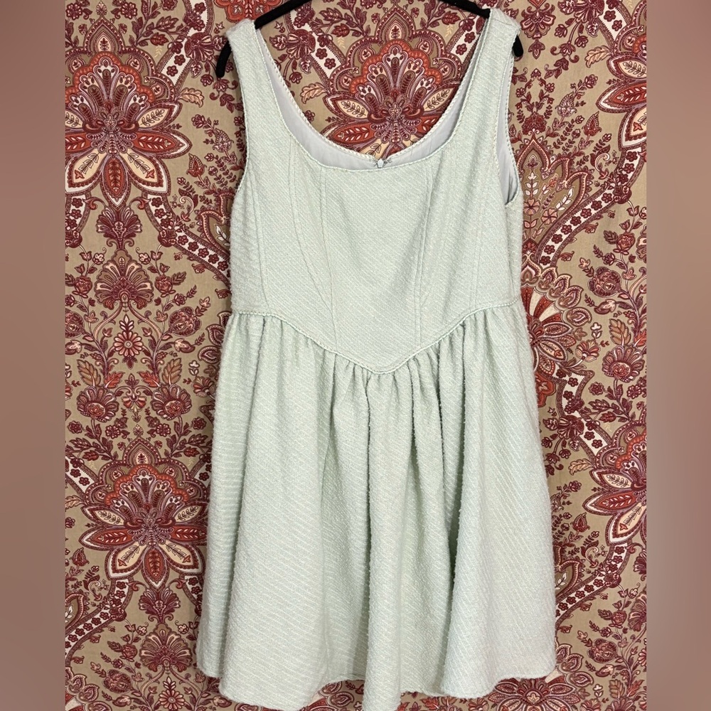 NWT IN LOOM L Pistachio Cream Drop Waist tulle skirt sleeveless dress-VTG look